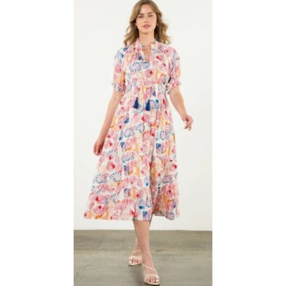 THML Kat Beach Treasure Tiered Maxi Dress NWT Sz. L - Picture 1 of 6